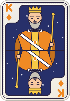 Le roi de carreau du jeu Illustré, sur un ciel étoilé