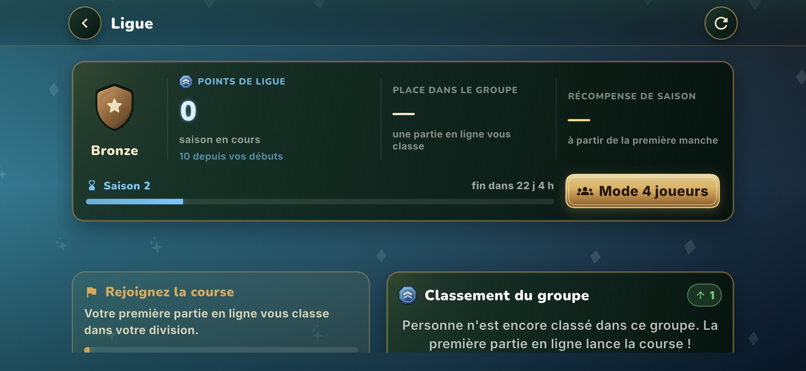 Ligue du 13 sur iPhone : division Bronze, saison et classement du groupe