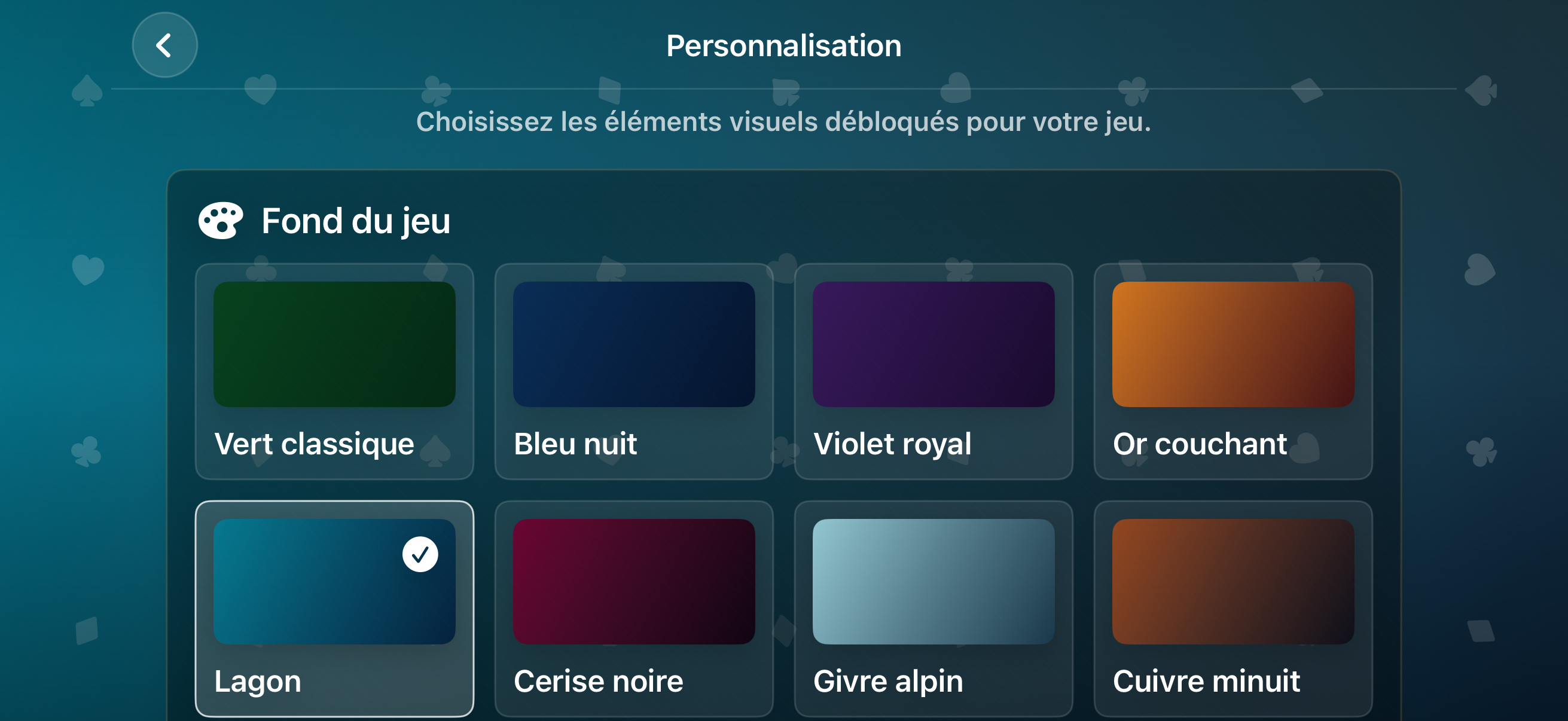 Personnalisation visuelle des fonds du jeu Le 13